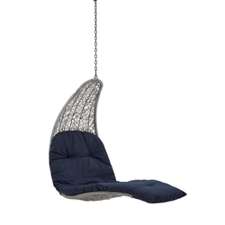 Landscape Hanging Chaise Lounge Outdoor Patio Swing Chair - Light Gray Navy 