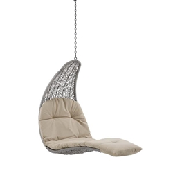 Landscape Hanging Chaise Lounge Outdoor Patio Swing Chair - Light Gray Beige 