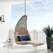 Landscape Hanging Chaise Lounge Outdoor Patio Swing Chair - Light Gray Beige - MOD10500