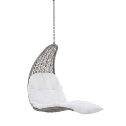 Landscape Hanging Chaise Lounge Outdoor Patio Swing Chair - Light Gray White 