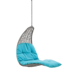 Landscape Hanging Chaise Lounge Outdoor Patio Swing Chair - Light Gray Turquoise 