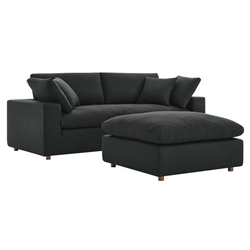 Commix Down Filled Overstuffed Sectional Sofa - Black 
