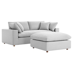 Commix Down Filled Overstuffed Sectional Sofa - Light Gray 