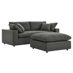 Commix Down Filled Overstuffed Sectional Sofa - Gray 