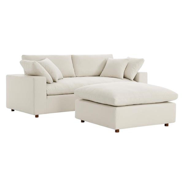 Commix Down Filled Overstuffed Sectional Sofa - Light Beige 