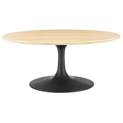 Lippa 36" Round Wood Grain Coffee Table - Black Natural 