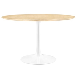 Lippa 48" Round Wood Grain Dining Table - White Natural 