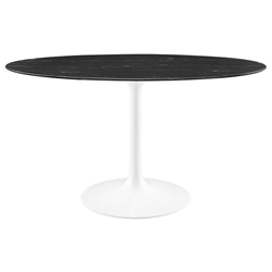 Lippa 54" Oval Artificial Marble Dining Table - White Black 