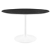 Lippa 48" Round Artificial Marble Dining Table - 29" Tall - Black Top - White Base - MOD10596