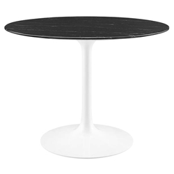 Lippa 40" Round Artificial Marble Dining Table - White Black 