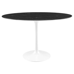 Lippa 48" Oval Artificial Marble Dining Table - White Black 