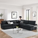 Commix Down Filled Overstuffed Boucle Fabric 5-Piece Sectional Sofa - Black - Style A - MOD10668