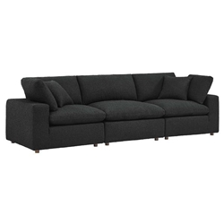 Commix Down Filled Overstuffed Boucle Fabric 3-Seater Sofa - Black 