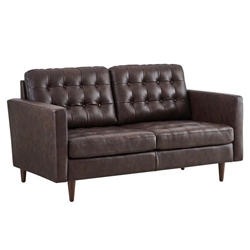 Exalt Tufted Leather Loveseat - Brown 