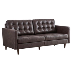 Exalt Tufted Leather Sofa - Brown 