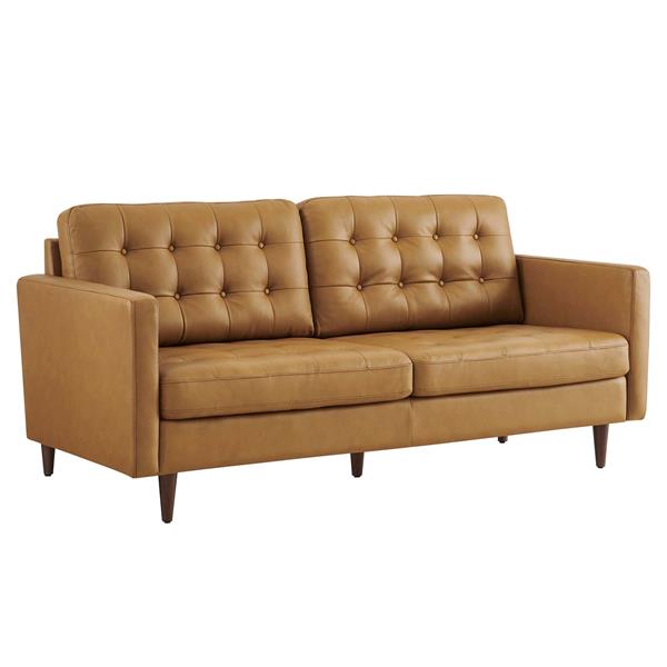 Exalt Tufted Leather Sofa - Tan 
