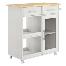 Culinary Kitchen Cart With Towel Bar - White Natural 