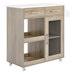 Culinary Kitchen Cart With Spice Rack - Oak White 