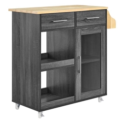 Culinary Kitchen Cart With Spice Rack - Charcoal Natural 