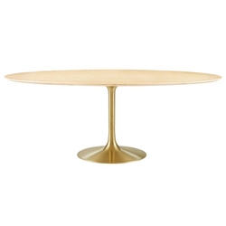 Lippa 78" Oval Wood Grain Dining Table - Gold Natural 