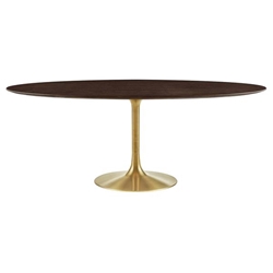 Lippa 78" Oval Wood Grain Dining Table - Gold Cherry Walnut 
