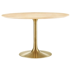 Lippa 48" Round Wood Grain Dining Table - Gold Natural 