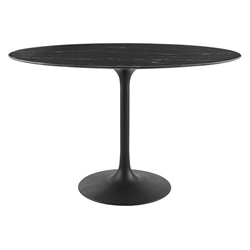 Lippa 48" Oval Artificial Marble Dining Table - 27" Tall - Black Black 