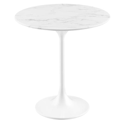 Lippa 20" Round Artificial Marble Side Table - White White 