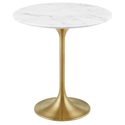 Lippa 20" Round Artificial Marble Side Table - Gold White 