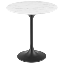 Lippa 20" Round Artificial Marble Side Table - Black White 