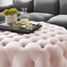 Amour Tufted Button Large Round Performance Velvet Ottoman - Pink - MOD10813