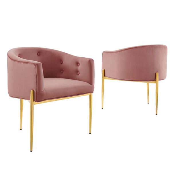 Savour Tufted Performance Velvet Accent Chairs - Set of 2 - Dusty Rose 