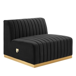 Conjure Channel Tufted Performance Velvet Armless Chair - Gold Black 