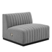 Conjure Channel Tufted Upholstered Fabric Armless Chair - Black Light Gray - MOD10937