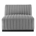 Conjure Channel Tufted Upholstered Fabric Armless Chair - Black Light Gray - MOD10937