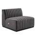 Conjure Channel Tufted Performance Velvet Armless Chair - Black Gray - MOD10940