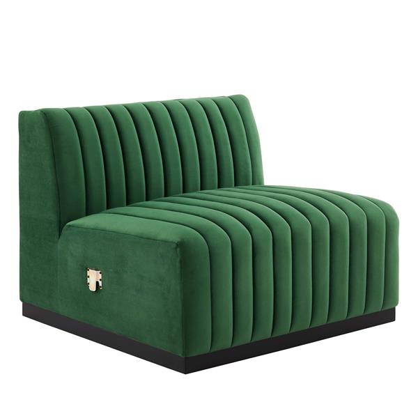 Conjure Channel Tufted Performance Velvet Armless Chair - Black Emerald 