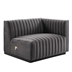 Conjure Channel Tufted Performance Velvet Right-Arm Chair - Black Gray