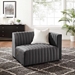 Conjure Channel Tufted Performance Velvet Right-Arm Chair - Black Gray - MOD10946