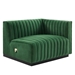 Conjure Channel Tufted Performance Velvet Right-Arm Chair - Black Emerald - MOD10947