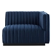 Conjure Channel Tufted Performance Velvet Right-Arm Chair - Black Midnight Blue - MOD10954