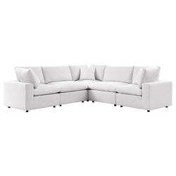 Commix 5-Piece Outdoor Patio Sectional Sofa - White - Style A 