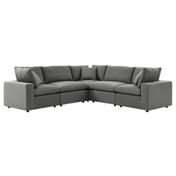 Commix 5-Piece Outdoor Patio Sectional Sofa - Charcoal - Style A 