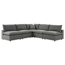 Commix 5-Piece Outdoor Patio Sectional Sofa - Charcoal - Style B 
