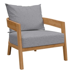 Brisbane Teak Wood Outdoor Patio Armchair - Natural Gray 