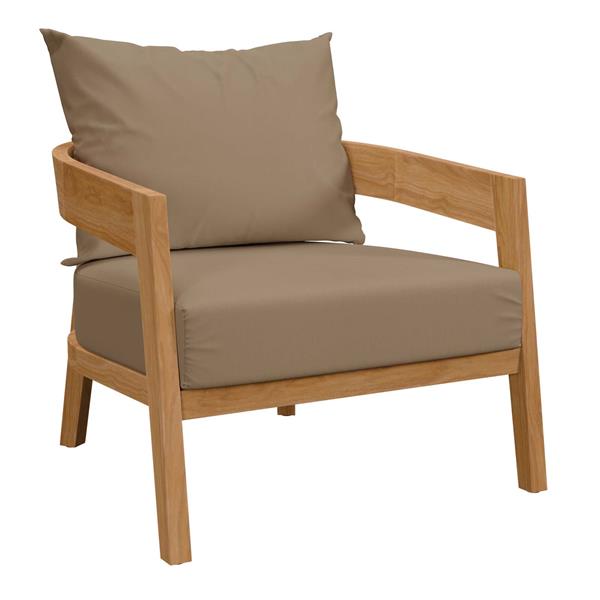 Brisbane Teak Wood Outdoor Patio Armchair - Natural Light Brown 