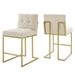 Privy Counter Stool Upholstered Fabric Set of 2 - Gold Beige - MOD11011