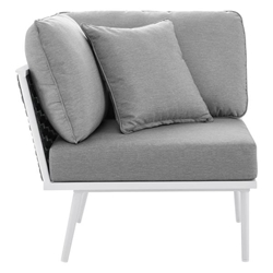 Stance Outdoor Patio Aluminum Corner Chair - White Gray 