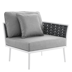 Stance Outdoor Patio Aluminum Right-Facing Armchair - White Gray 
