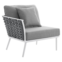 Stance Outdoor Patio Aluminum Left-Facing Armchair - White Gray 